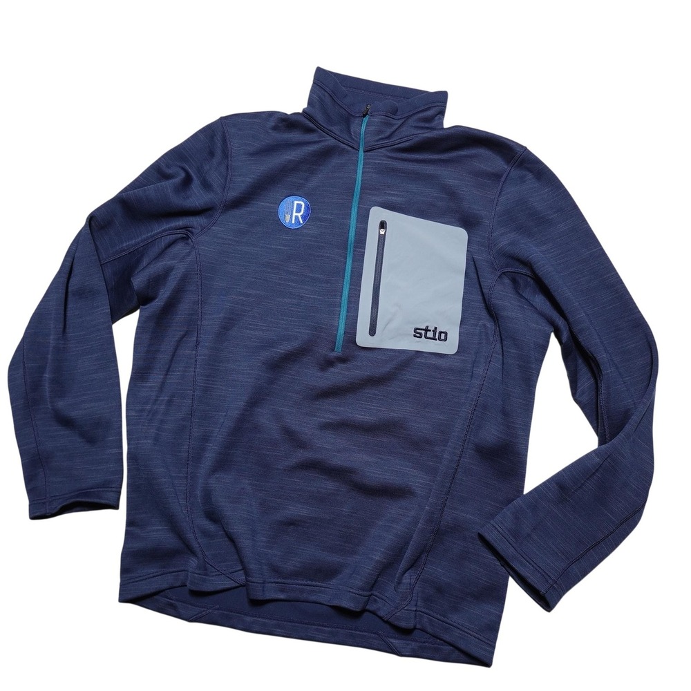 Stio Pullover Mens XL Blue Fleece 1/4 Zip Chest Pocket Long Sleeve Outdoor